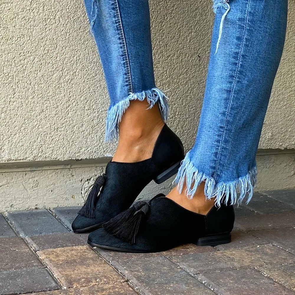 Anthropologie Black Tassel Loafers